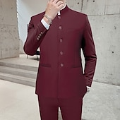 cheap Formal Suits-Men&#039;s Wedding Suits Black White Solid Colored Standard Fit 2 Piece Single Breasted Two-buttons