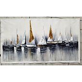 abordables Peintures paysages-peinture à l&#039;huile 100% fait main peint à la main art mural sur toile abstrait horizontal abstrait océan voilier paysage moderne décoration de la maison décor toile roulée pas de cadre non tendu