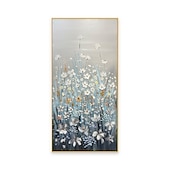 お買い得  花/植物画-インテリア雑貨 ハング塗装油絵 手描き 縦式 花柄 植物 近代 インナーフレームなし(枠なし)