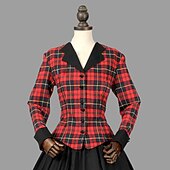 cheap Dresses-Retro Vintage Rococo 18th Century Dress Prom Dress Plus Size Plaid Checkered Women&#039;s Masquerade Party Casual Daily Carnival of Venice Adults Dress