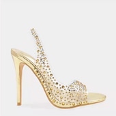 cheap Nightlife Party-Women&#039;s Clear Rhinestone High Heel Sandals – Transparent Stiletto Party Shoes for Evening &amp; Prom