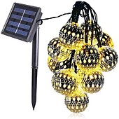 abordables Guirlandes solaires-Boule marocaine lumières extérieures guirlandes solaires 5/7/10m 20/30/50leds globe guirlandes lumineuses lanterne multicolore blanc chaud blanc rvb pour extérieur jardin cour patio arbre de noël fête