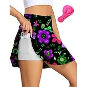economico Pantaloni, pantaloncini e gonne da donna-21Grams Per donna Gonna da ciclismo Bicicletta Pantaloni Ciclismo da montagna Cicismo su strada Gli sport Botanico floreale Pad 3D Ciclismo Traspirante Asciugatura rapida Verde Viola Poliestere