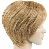 abordables peluca vieja-peluca de corte corto rubia recta corte pixie peluca resistente al calor pelucas cortas de cabello corto con flequillo
