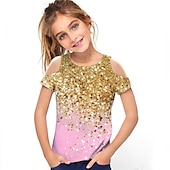 abordables Vision 3D de la Fille &amp; Éclat-Fille 3D Dégradé T-shirt Manche Courte 3D effet Eté Printemps Actif Mode Le style mignon Enfants 3-12 ans Extérieur du quotidien Standard
