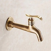 cheap Wall Mount-Outdoor Faucet,Wall Mount Antique Brass Faucet,Garden Outdoor Decorative Hose 1/2 inch Connection Spigot Carving Desigh with Cold Water Only