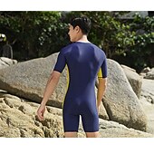 voordelige Overhaaste bewakers-Voor heren Duikskin pak UV-zonbescherming Sneldrogend Lichtgewicht Korte mouw Zwempak Rits Aan De Voorzijde Zwemmen Duiken Surfen Snorkelen Strand Watersport Lapwerk Zomer