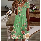 tanie Sukienki kwiatowe-Damska sukienka mini sukienka casual sukienka petite sukienka sundress sukienka A-line sukienka boho tropikalna seksowna wakacyjna casual codzienna regular fit kwiatowa krótki rękaw serce biała
