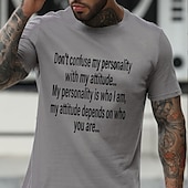voordelige Grafisch T -shirt voor heren-Mannen&#039;s Grafische Tee Korte Mouw - &#039;Persoonlijkheid vs. Attitude&#039; Statement Top
