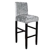 cheap Dining Chair Cover-Velvet Bar Stool Covers Stretch, Burgundy Soft Non Slip Height Stool Covers with Elastic Bottom Removable Washable High Seat Chair Protectors for Dining Room Kitchen Barstool