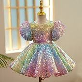 cheap Party Dresses-Girls&#039; 3D colour Dress Short Sleeve Summer Spring Wedding Party Cute Princess Kids 3-12 Years A Line Dress Tulle Dress Maxi Regular Fit