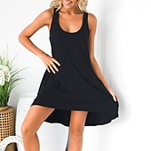 billiga Solklänningar-kvinnors pyjamas nattlinne nattlinne pjs ren färg komfort mjuk hem semester ärmlös vår sommar svart armégrön hem outfits