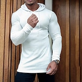 billiga bashuvtröjor för män-Herr Huvtröja Svart Vit Grå Huva Ensfärgat Strukturerad Sport &amp; Utomhus Polyester Aktiv Vinter Kläder Pull Tröjor Långärmad Smal