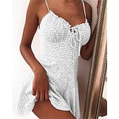 cheap Sundresses-Women&#039;s Casual Dress Sundress Floral Dress Mini Dress Dark Yellow Light Pink White Sleeveless Floral Lace up Spring Summer Spaghetti Strap Hot Vacation Weekend Slim 2023 S M L XL XXL 3XL 4XL 5XL