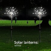 abordables Luces de cuerda solar-Cadena de luces LED de fuegos artificiales solares, decoración de diente de león impermeable para jardines navideños&amp;amp; patios