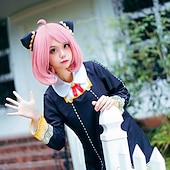  Cosplay peruukit naisten bob otsatukalla  lämpöä kestävä kuitukihara suora vaaleanpunainen teini-ikäisille aikuisille anime-peruukki  synteettiset hiukset