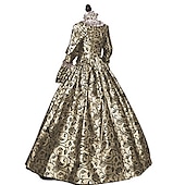 preiswerte Kleider-Retro Vintage Rokoko Viktorianisch Kleid Abschlussballkleid Übergrössen Farbblock Damen königlich Maskerade Party Abschlussball Karneval von Venedig Erwachsene Kleid