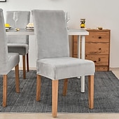 economico Fodera per sedia da pranzo-fodera per sedia da pranzo elasticizzata fodera per sedia verde fodera in velluto elastico per cene da pranzo matrimonio in hotel morbido lavabile
