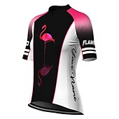 cheap Women&#039;s Jerseys-Women&#039;s Cycling Jersey Short Sleeve Bike Jersey Top with 3 Rear Pockets Mountain Bike MTB Road Bike Cycling Breathable Quick Dry Moisture Wicking Reflective Strips Violet Black Pink Flamingo Sports