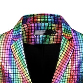 cheap Men&#039;s Classic Blazers-Men&#039;s Jacket Suits Blazer Party &amp; Evening Club Shining Sequins Pocket Fall Winter Solid Color Streetwear Casual Turndown Regular Regular Fit Silver Gold Rainbow Jacket