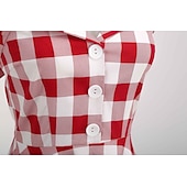 halpa Mekot-naisten 1950-luvun audrey hepburn riimu keinu mekko 100 % puuvillaa flare mekko retro vintage gingham check päivittäiset vaatteet teekutsut rento päivittäinen hihaton istuvuus&amp;amp; soihduttava mekko