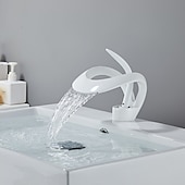 economico Classici-Rubinetto Lavabo Bagno Con Bocca A Cascata, Miscelatore Lavabo In Ottone, Rubinetti Vasca Monocomando Monoforo Finiture Verniciate Corpo Alto Stile Moderno