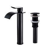 cheap Classical-Brass Bath Sink Faucet with Drain,Waterfall Rose Gold Tall Centerset Single Handle One Hole Bath Taps with Hot and Cold Water