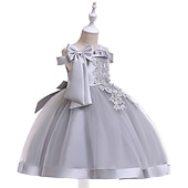 ieftine Rochii de Petrecere-Copii Fete Rochie Mată Floare Manșon scurt Petrecere Zilnic Brodat Funde Drăguţ Prințesă Poliester Midi Rochie cu broderie florală Rochie Skater Rochie din Tul Vară Primăvară 2-8 ani Galben Roz