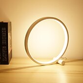baratos Candeeiros de mesa-Lâmpada de mesa led com escurecimento de toque, lâmpada de mesa circular, sala de estar, lâmpada de cabeceira regulável, preto/branco, alimentada por usb, luz noturna redonda para iluminação de