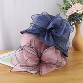 abordables Sombreros de Fiesta-Sombreros Red de Paja Cubo Sombrero Sombrero de Sol Sombrero Formal Carrera de Caballos de Kentucky Día de Damas Estilo Vintage Elegante Boda con Apliques Florales Adorno Impresionante Vestido de