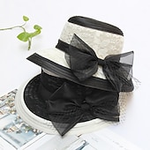 baratos Chapéu de Festa-Chapéu Kentucky Derby Chapéus Palha Renda Chapéu de balde Chapéu de palha Chapéu de sol Casual Feriado Copa Melbourne coquetel Royal Astcot Elegante Estilo vintage Com Laço Renda Capacete Chapéu