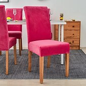 economico Fodera per sedia da pranzo-fodera per sedia da pranzo elasticizzata fodera per sedia verde fodera in velluto elastico per cene da pranzo matrimonio in hotel morbido lavabile
