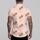 preiswerte Tropische Pflanzen-Herren Kokosnussbaum Hemd Hawaiihemd Sommerhemd Grafik-Shirt Aloha-Shirt Kurzarm Hemd Umlegekragen Outdoor Strasse Print Weiß Rosa Rote Blau Grün Bedruckt Button-Down Bekleidung Modisch Designer