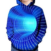 economico Visione 3D e Geometria del Ragazzo-Capodanno Da ragazzo 3D Fantasia geometrica Collage 3D Felpa e felpa con cappuccio Manica lunga Stampa 3D Attivo Streetwear Bambino