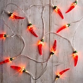 abordables Guirlandes lumineuses à piles-Guirlande lumineuse en forme de poivron rouge 3m 20leds guirlande lumineuse à piles noël jardin maison balcon vacances fête décoration