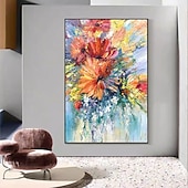 abordables Peintures fleurs/botaniques-Peinture à l&#039;huile Hang-peint Peint à la main Verticale Abstrait Paysage Rétro Vintage Moderne Toile roulée (sans cadre)