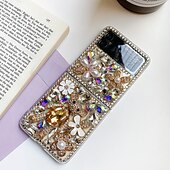 Недорогие Чехлы для Samsung-телефон Кейс для Назначение SSamsung Galaxy Z-флип 7 Z-флип 6 Z Flip 5 Z Flip 4 Z Flip 3 Кейс на заднюю панель Стразы Защита от пыли Защита от удара Хрустальный алмаз ТПУ