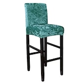 cheap Dining Chair Cover-Velvet Bar Stool Covers Stretch, Burgundy Soft Non Slip Height Stool Covers with Elastic Bottom Removable Washable High Seat Chair Protectors for Dining Room Kitchen Barstool