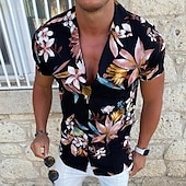 economico Stampa Floreale-Per uomo Floreale Hawaiano Aloha Camicia Camicia hawaiana Camicia con bottoni Manica corta Di tendenza Originale Informale Esterno Informale Giornaliero Primavera estate Collo ripiegabile Bottone giù