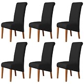 billige Spisestoltrekk-6 stk spisestoltrekk burgunder spandex høyrygg spisestolbeskyttertrekk setetrekk med strikk for spisestue, bryllup, seremoni, bankett