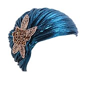 billige Tilbehør og mer-Retro / vintage De livlige 20-årene 1920-tallet Ruffle Turban Hat Hodeinnpakninger Charleston Bryllupsgjest Kostyme Dame Maskerade Fritid / hverdag Bryllupsmottagelse Utdrikningslag Voksne Hatt