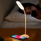 זול מנורות שולחן-מנורת שולחן led טעינה אלחוטית לסמסונג s20/s10/note10 מטען אלחוטי מהיר לאייפון 12 11pro/xr/xs/8 מתכוונן