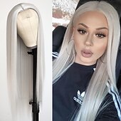 cheap Synthetic Trendy Wigs-Platinum White Wig Long Straight Hair Platinum Blonde Wig Heat Resistant Fiber Hair Synthetic Laceless Wig for Fashionable Women Christmas Party Wigs
