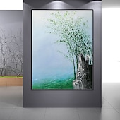 رخيصةأون لوحات زيتية-هانغ رسمت النفط الطلاء رسمت باليد عمودي مناظر طبيعية الأزهار / النباتية معاصر الحديث بدون إطار داخلي