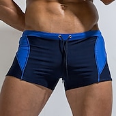 baratos calções de banho e calções de surf-Homens Calção Justo de Natação Shorts de Natação Secagem Rápida Leve Bermuda de Surf Roupa de banho Com Cordão Natação Surfe Praia Esportes Aquáticos Retalhos Verão