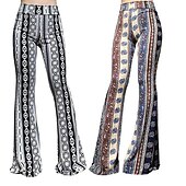 baratos Partes inferiores-Retro Vintage Anos 60 Hippie Cara Funk Calça boca de sino Hippie Discoteca Mulheres Carnaval Baile de Máscaras Férias Festa Parada do Orgulho Adulto Calças
