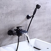 cheap Bathtub Faucets-Bathtub Faucet - Modern Contemporary Electroplated Wall Installation Ceramic Valve Bath Shower Mixer Taps