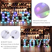 abordables 123496-LED lettre lumières signe 26 lettres alphabet avec télécommande allumer des lettres signe coloré pour veilleuse mariage/fête d&#039;anniversaire alimenté par batterie lampe de noël bar à la maison