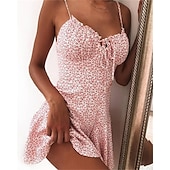 levne Sundresses-Dámské Volnočasové šaty Letní šaty Květinové šaty Mini šaty Tmavě žlutá Bledě růžová Bílá Bez rukávů Květinový Šněrování Jaro Léto Špagetová ramínka horký Dovolená Víkend Štíhlý 2023 S M L XL XXL 3XL