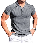 voordelige Klassieke polo voor heren-Voor heren Golfshirt gebreide polo Casual Dagelijks Polo kraag Klassieke boord Korte mouw Zakelijk Klassiek Effen Kleur Effen Knoop voorzijde Zomer Lente Herfst Normale pasvorm Zwart Wit Rood
